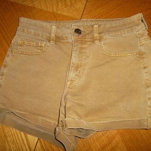 American Eagle Womens Shorts Size 4 Super Stretch Hi-Rise Shortie Mustard